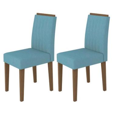 Imagem de Kit 2 Cadeiras Ana Para Mesa De Jantar Imbuia/Azul Casa Madre - New Ce