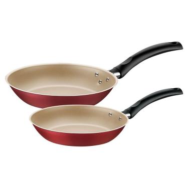 Imagem de Jogo De Frigideiras Tramontina Turim Vermelho Antiaderente 2 Peças De Alumínio