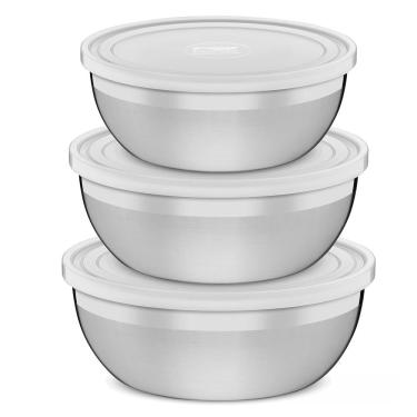 Imagem de Conjunto de Potes Tramontina 64220210 em Aço Inox e Plástico - 3 Peças