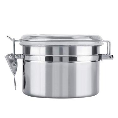Imagem de OKJHFD Lata de café, pote de comida de cozinha hermético de aço inoxidável durável, pote de armazenamento selado a vácuo para feijão, borra, chá, cereal, açúcar(800ml)