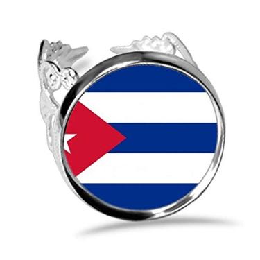 Imagem de DIYthinker Anel de noivado ajustável com bandeira nacional de Cuba da América do Norte