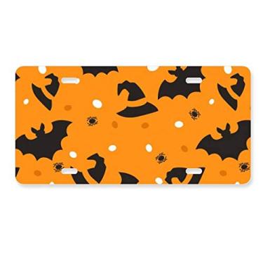 Imagem de DIYthinker Placa de licença Hallowmas Halloween Taco de aranha Decoração de aço inoxidável para automóvel