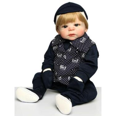 Bebê Caio de Roupinha Azul (Bebe Reborn Menino de Silicone) – Bebe