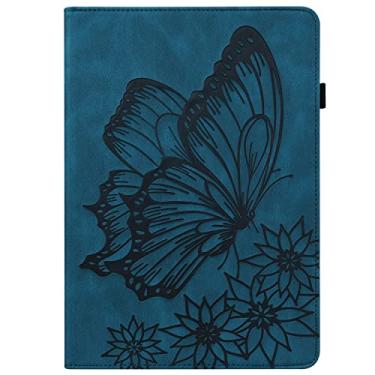 Imagem de Estojo protetor à prova de choque Pu Capa de couro flip carteira capa protetora borboleta em relevo cartão de capa protetora PC Cobertura adequada para Huawei MediaPad M5 Lite 10.1 "2018 (Color : Blu