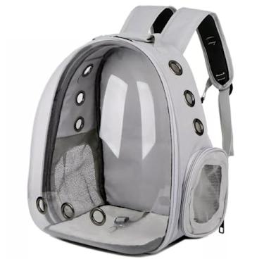 Imagem de softdigit Mochila Pet Visão Panorâmica Astronauta Cachorro Gato Cão Bolsa De Transporte Para Pets (CINZA)(BSBAGPET1548)