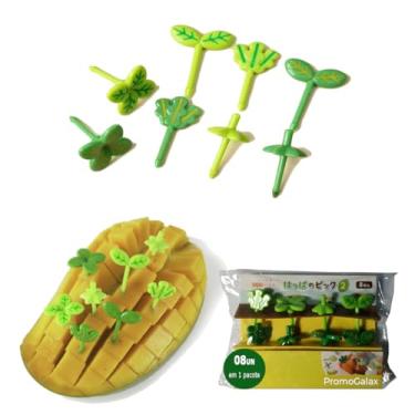 Imagem de Mini Garfinhos Palitinhos Infantil Crianças para Petiscos, Lanches e Lancheiras Para Frutas. FORMATO: PLANTAS - 08 pçs