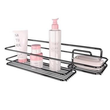 Imagem de Suporte Porta Shampoo e Sabonete Organizador Banheiro Parede Preto Plana Store
