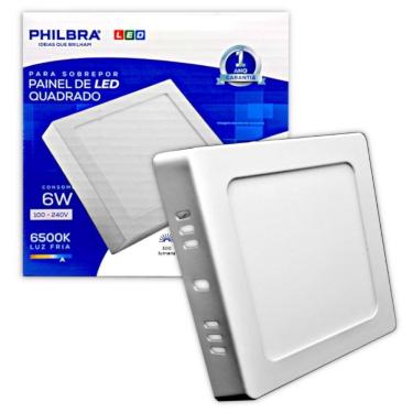 Imagem de Painel Plafon De Led Sobrepor Quadrado 6W 6500K - Philbra
