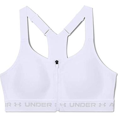 Imagem de Under Armour Sutiã feminino com zíper cruzado nas costas, Branco (100)/Cinza halo, 42C
