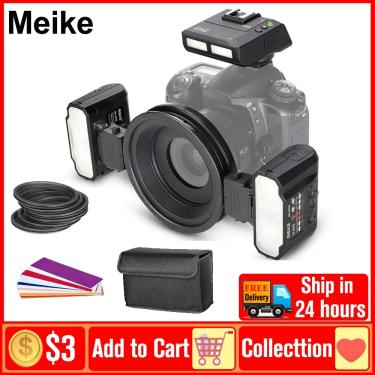 Imagem de Meike-Macro Twin Lite Flash  MK-MT24II  MK-MT24 II  TTL LED  Macro Speedlite para Canon  Sony