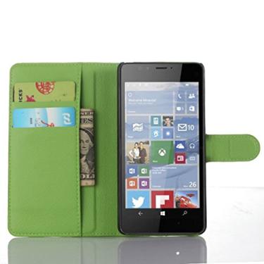Imagem de Capa para Microsoft Nokia Lumia 950 de couro PU com suporte carteira flip para Microsoft Nokia Lumia 950, capa de proteção de telefone estilo empresarial, capa com [compartimentos para dinheiro e