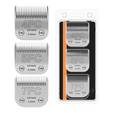 Imagem de HONGNAL Pacote com 3 lâminas de substituição para tosadores de cães compatíveis com Andis Pet Clipper/Oster A5/Wahl KM Series Dog Clipper, lâmina de cerâmica e lâmina de aço inoxidável (4FC+5FC+7FC)