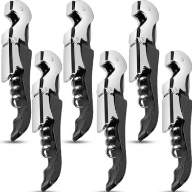 Imagem de cssopenss 6 peças chave de vinho abridor de vinho saca-rolhas profissional garçom abridor de garrafa de aço inoxidável chave de corte de folha serrilhada dobrável para família, festa da empresa,