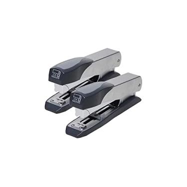 Imagem de Charles Leonard Grampeador executivo de metal, gira para abrir, alta capacidade até 50 folhas, usa grampos padrão ou 1,5 cm, cinza (82415)