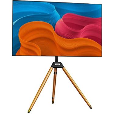 Imagem de Ergounion Suporte de TV de tripé para tela de 81 a 190 cm de até 35 kg, cavalete ajustável em altura com pernas de madeira e abraçadeiras