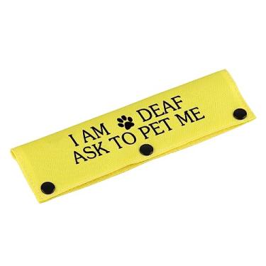 Imagem de Coleira engraçada para cães I Am Deaf Ask to Pet Me Dog Leash Alert Hanging ID Patch Tag Use On Special Needs Dog (manga I Am Deaf-YE)