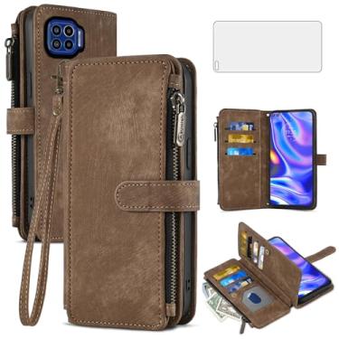 Imagem de Asuwish Capa de telefone para Moto One 5G/One5G UW/Moto G G5 Plus e protetor de tela de vidro temperado couro flip porta-cartão de crédito acessórios para celular Motorola One Lite XT2075-1 mulheres