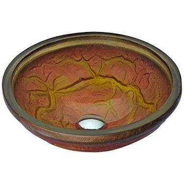 Imagem de ANZZI Pia de vaso de banheiro redonda de vidro temperado para montagem superior da série Alto em acabamento marrom 42 x 42 cm | LS-AZ218