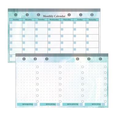 Imagem de Joucien Caderno A6 de folhas soltas para substituir acessórios principais, conta manual, página interna, caderno, plano mensal colorido (conjunto de 14 folhas)