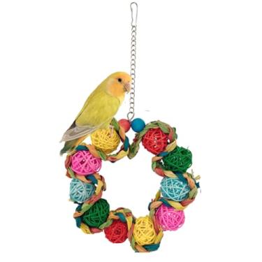 Imagem de Roupas para pássaros balançando em círculo, galinha, hamster, grama, suprimentos para pássaros, cama de coelho, animais pequenos, acessórios para pássaros, pássaros, balanço, escada, brinquedo,