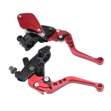 Imagem de ZSDTRP Alavanca de embreagem de freio cilindro mestre hidráulico embreagem 7/20.3 cm 22 mm alta capacidade visível bomba com interruptor de aviso suporte de espelho para motocicleta, scooter,