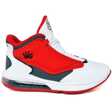 Imagem de Tênis Masculino Basquete Macio Ankaa Branco E Vermelho Adultos (Branco e Vermelho, BR, Adulto, Numérico, 46)