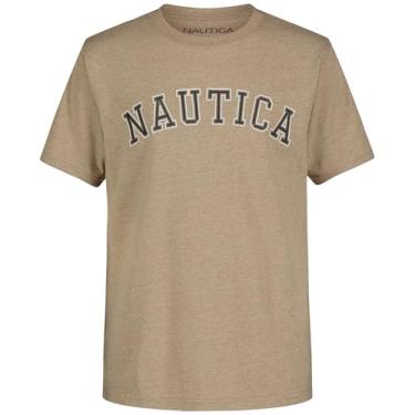 Imagem de Nautica Camiseta masculina de manga curta e gola redonda, Varsity Arch Kelp Heather, 18-20