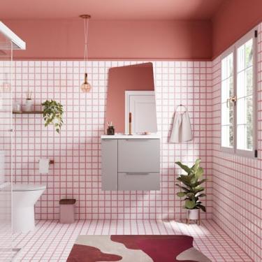 Imagem de Gabinete para Banheiro em Aço com Porta Basculante Caqui Cinza