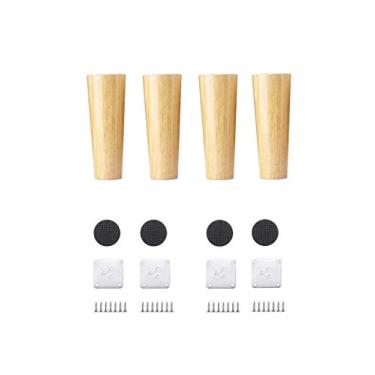 Imagem de SHDBHD Pernas redondas de madeira maciça para sofá, pernas de substituição perfeitas para hack IKEA moderno/ótimo de meados do século para sofá, cama, mesa de centro (15 cm, conjunto de 4, cor de
