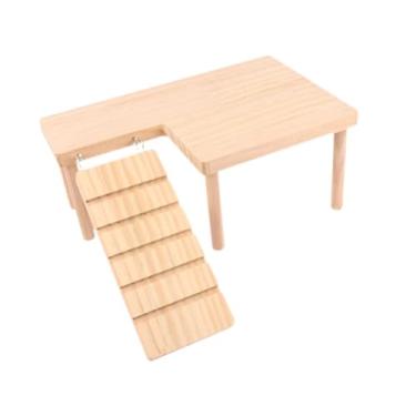 Imagem de Ｂｅｓｇａ Plataformas de madeira para hamster, móveis para animais de estimação pequenos com escada de escalada, escadas estáveis para hamsters pequenos,