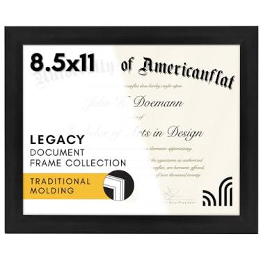 Imagem de Americanflat Porta-retrato de 21 x 28 cm em preto – Use como moldura de diploma ou moldura de certificado com vidro resistente a estilhaços – Ferragens para pendurar e cavalete incluídos