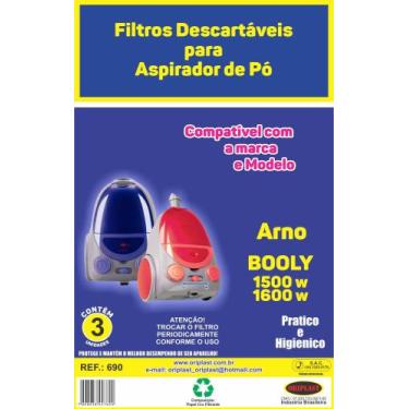 Imagem de Kit C/3 Filtro Saco Coletor de Pó para Aspirador de Pó Arno Booly - Or