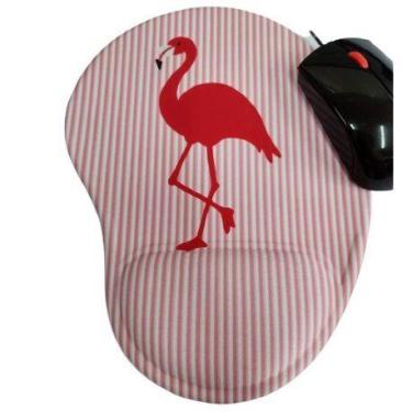 Imagem de Mouse pad com apoio flamingo fundo rosa fofo ergonomico - JDM