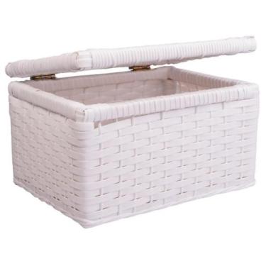 Imagem de Cesto Caixa Organizadora Bau Fibra Sintética 40X32X23 Branco - Artesan