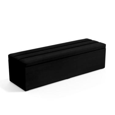 Imagem de Calçadeira Baú Ursa 195 para Cama King A-012 Couro Preto Aradecor, Pre