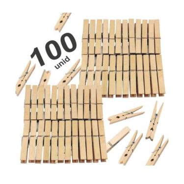 Imagem de PRENDEDOR DE MADEIRA 100 UNIDADES pregador de roupa de madeira - Reluz