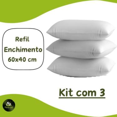 Imagem de KIT 3 Refis Enchimento para Almofada em Fibra Siliconada 60x40 cm - ba