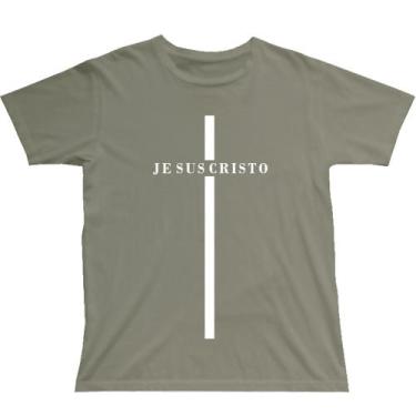 Imagem de Camiseta Algodão Gospel Jesus Cristão Estilo Evangélico Cruz Frase - P