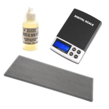 Imagem de Kit Toque Ouro - Pedra Grande + Ácido 18k + Balança 1 Kg - EXATA