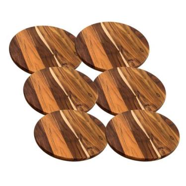 Imagem de Kit 6 Tábuas 30Cm De Madeira Teca Para Cortar E Servir Pizza - Brasa S