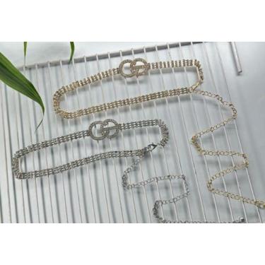 Imagem de Cinto Feminino Corrente Brilhante Com Strass Fino Círculos BBH-T79 - s
