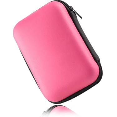 Imagem de Bolsa organizadora de armazenamento de disco rígido multiuso, bolsa de transporte universal compatível com elementos WD Western Digital Seagate, 6,5 cm EVA à prova de choque capa de viagem (rosa)