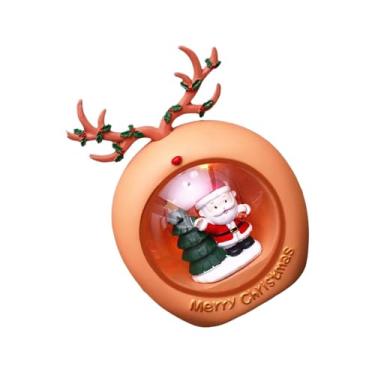 Imagem de Amagogo Decoração de mesa iluminada de Natal, escultura de resina de Natal, ornamento de mesa luminoso para escritório, tema, vitrine de loja, Papai Noel Laranja