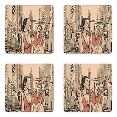 Imagem de Conjunto de quatro porta-copos Ambesonne, Beige Brown, Standard Size, 1