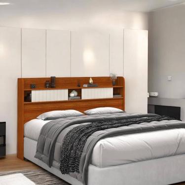 Imagem de Cabeceira com Prateleiras Dubai Solteiro Cinamomo e Off