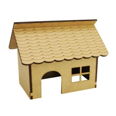 Imagem de Mini Casa Para Enfeite Jardim C/ Suculentas 12x9x9,7 Madeira Mdf - Ata