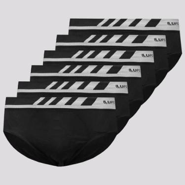 Imagem de Kit 6 Cuecas Slip Lupo Microfibra Sem Costura Preta, M