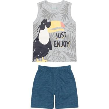 Imagem de Conjunto infantil regata malwee kids menino 4-6-8, Mescla com azul, 8