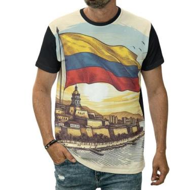 Imagem de Camiseta Bandeira Da Colômbia Cidade Bogotá País Desenho - Darkwood, 2