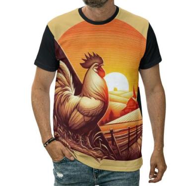 Imagem de Camiseta Galo Animal Crista Asas Cantar Arte Amanhecer - Darkwood, PP,
